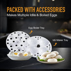 KENT Electric Multicooker Cum Steamer/Kettle 1.2L 800W| Boiling of Water, Tea,Eggs, Instant Noodle Maker, Steaming idlis, Momos |Inner Stainless Steel without joint and welding & Cool Touch Outer Body