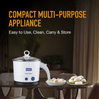 KENT Electric Multicooker Cum Steamer/Kettle 1.2L 800W| Boiling of Water, Tea,Eggs, Instant Noodle Maker, Steaming idlis, Momos |Inner Stainless Steel without joint and welding & Cool Touch Outer Body