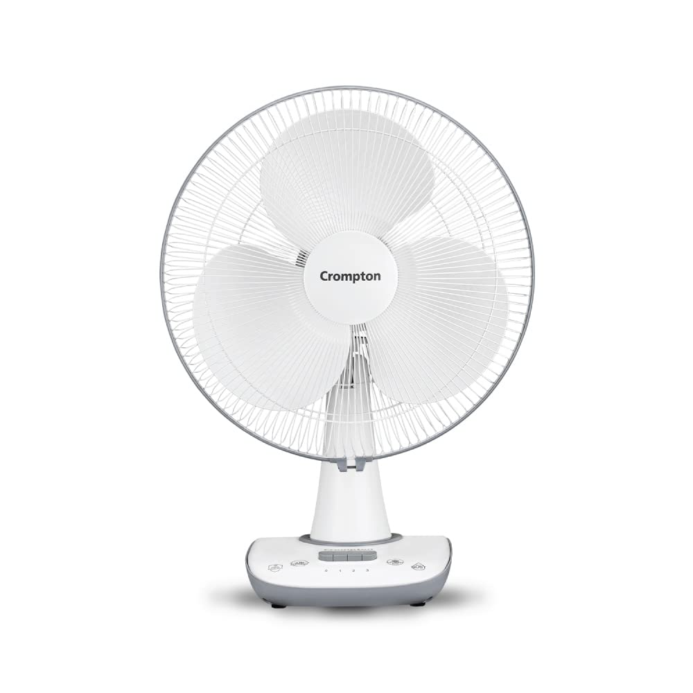Crompton Wave Star 400MM Table Fan | High Air Delivery| Low Noise Operation | Smooth Oscillation |2 Year Warranty | Cool Grey