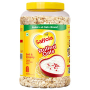 Saffola Rolled Oats Jar 1kg – 13g High Protein, 10g High Fibre | Jumbo Oats | Soft and Creamy | Helps manage weight