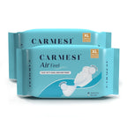 Carmesi Air Feel Sanitary Pads With Dual Airflow Pores - 20 XL Pads With Wide Back