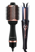 Urban Yog MakeMeeBold Hot Air Brush & Automatic Hair Curler | 2-in-1 Hair Dryer & Straightener Brush with 3 Temp, 2 Speed Settings, 360° Airflow