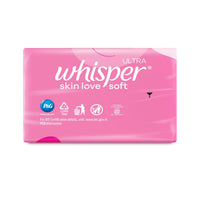 Whisper Ultra Skin Love Soft Sanitary Pads for Women, XL 50 Pads, Cottony Soft Feel, Upto 100% Leak* Protection, Disposable Wrapper, Locks Odour & Wetness (Product Does Not Contain Cotton) (*Based on P&G Technical Data)