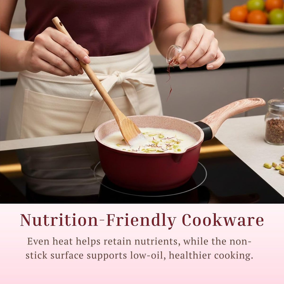 MACclite Butter Scotch Die Cast Non Stick Sauce Pan 16 cm Dia 1.4 Liter,Tea,Milk,Maggie Nonstick Sauce Pan with 5 Layer Coating,Gas & Induction Stove Friendly, PFOA&PFOS Free,Safe Healthy&Toxic-Free