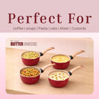 MACclite Butter Scotch Die Cast Non Stick Sauce Pan 16 cm Dia 1.4 Liter,Tea,Milk,Maggie Nonstick Sauce Pan with 5 Layer Coating,Gas & Induction Stove Friendly, PFOA&PFOS Free,Safe Healthy&Toxic-Free