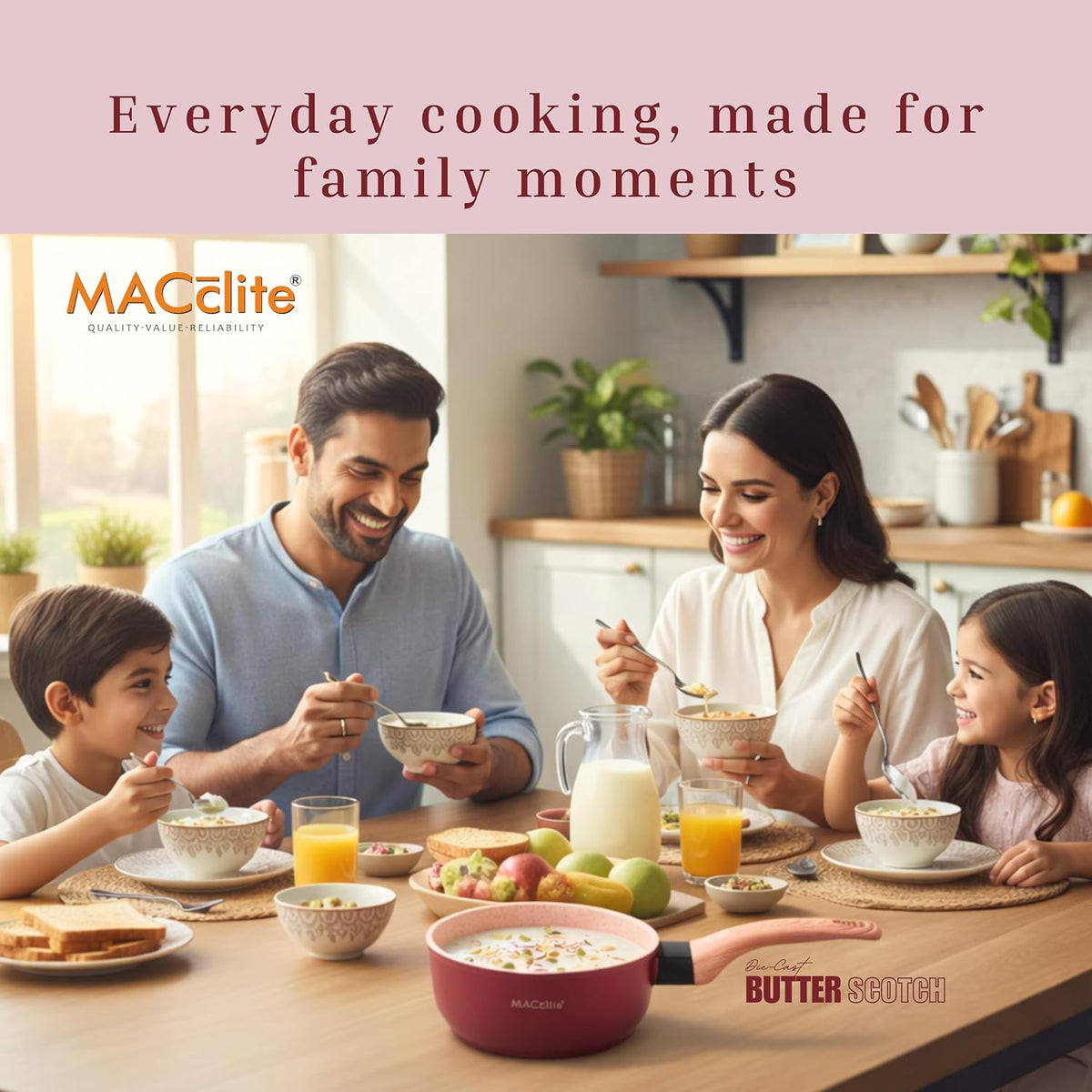 MACclite Butter Scotch Die Cast Non Stick Sauce Pan 16 cm Dia 1.4 Liter,Tea,Milk,Maggie Nonstick Sauce Pan with 5 Layer Coating,Gas & Induction Stove Friendly, PFOA&PFOS Free,Safe Healthy&Toxic-Free