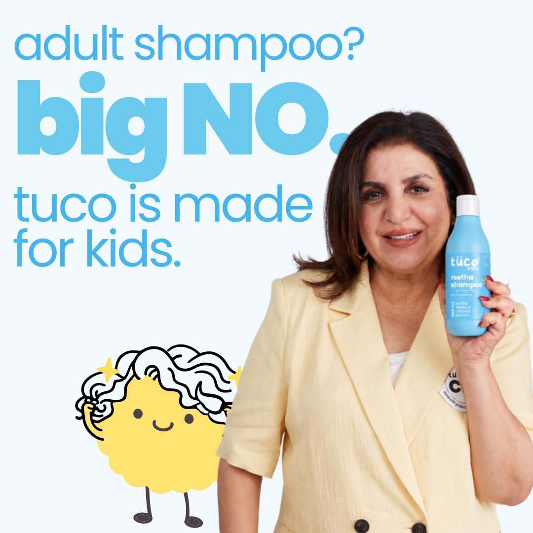 Tuco Kids Mild Shampoo for Kids, Soapnut & Henna, Tear-Free, 300ml x 2