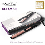 Ikonic Professional Gleam 3.0 Hair Straightener For Women, 1 Inch Titanium Rose Gold Floating Plates,Digital Temperature Control 150°C-230°C , Instant Heat-Up , Auto Shut-Off Safety, Professional Salon Hair Styling, Black