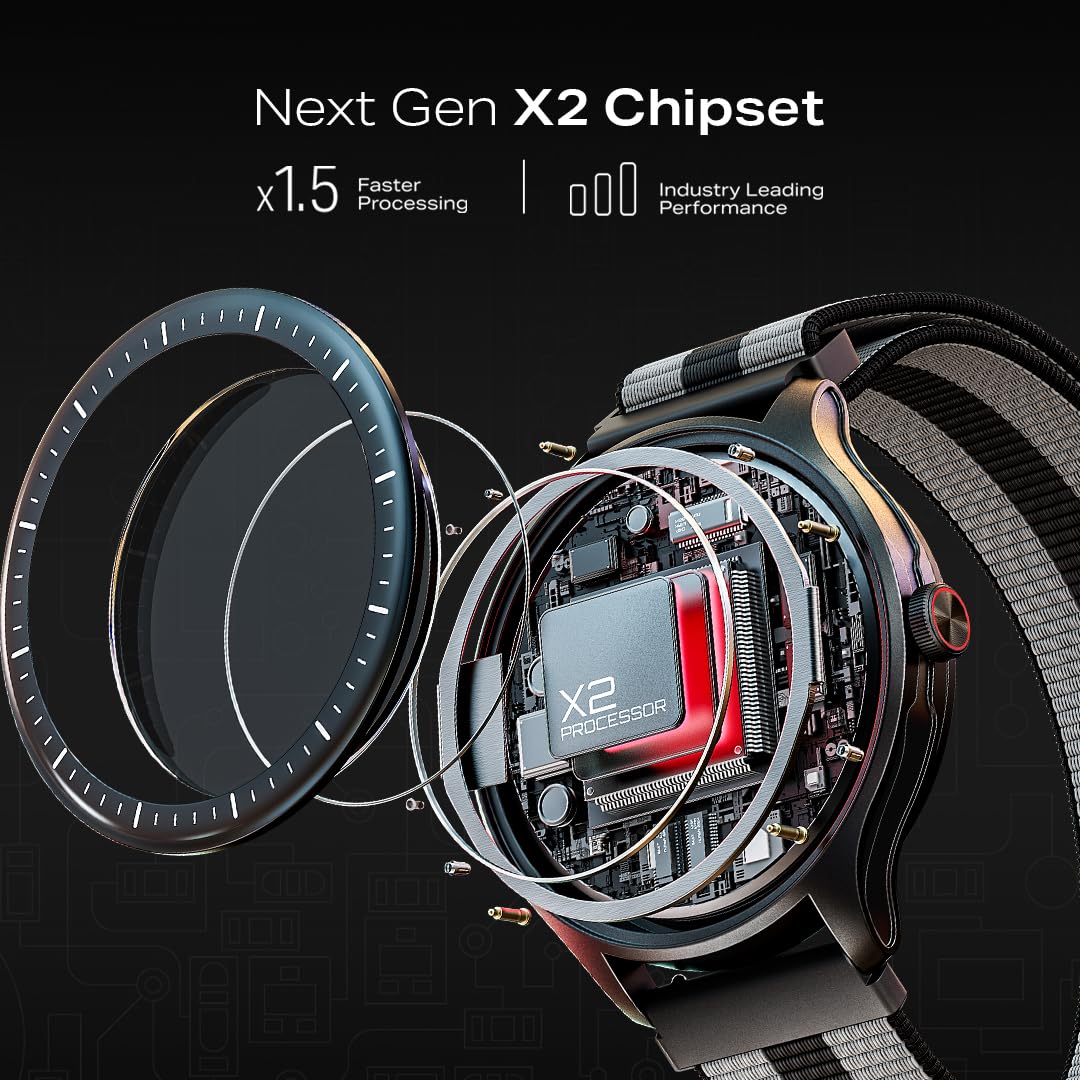 boAt Valour Watch 1 GPS, AI Based Auto Gym Mode, Built-in GPS, Advanced X2 Chip, 6-axis sensors, 3 ATM,15 Days Battery,1.43" AMOLED Display w/Gorilla Glass Smart Watches for Man (Fusion Grey)