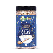 Nutriorg 100% Organic Rolled Oats 500gm | Pack of 1 | Gluten Free | High protein | Weight loss | Fibre Rich | Easy to Cook | Overnight Oats | Nutritional Breakfast Cereal Oats | Air Tight Plastic Jars