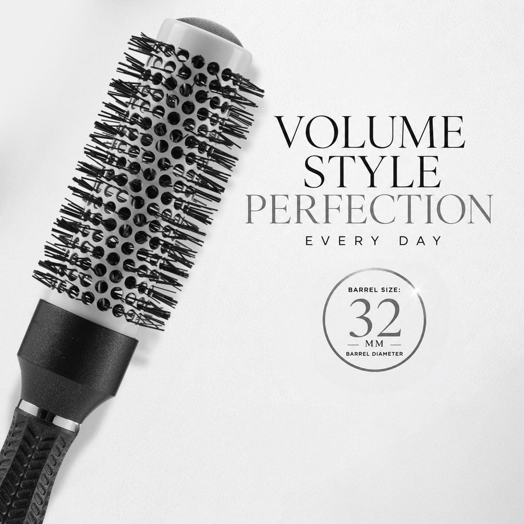 VEGA PROFESSIONAL Ceramix Shine Blow Dry Round Hair Brush 32mm | Hair Styling & Blow Dry Brush for Men & Women | Smooth Ceramic Bristles for Salon & Home Use | Anti-Static Hair Brush (VPPHB-02)