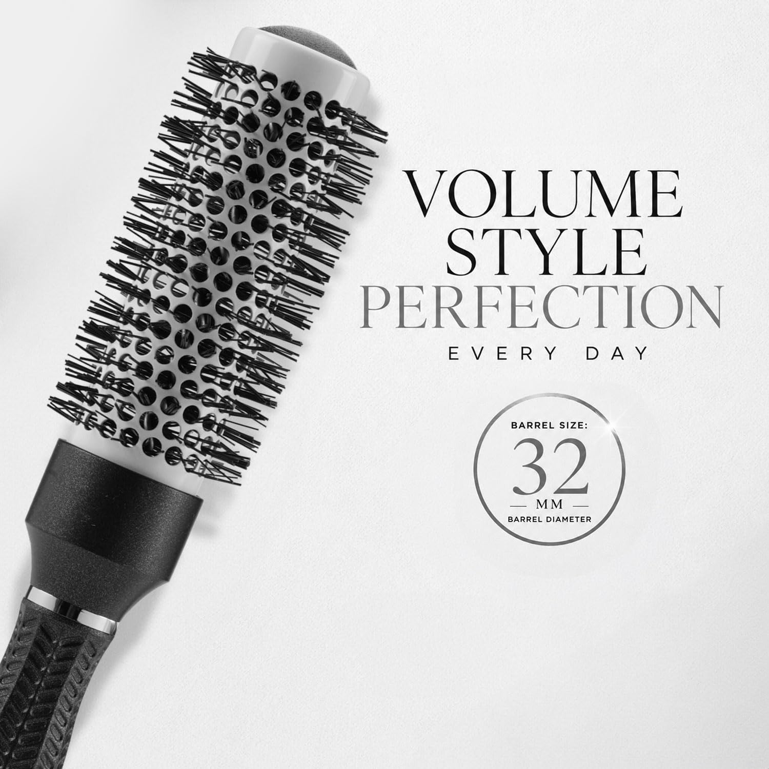 VEGA PROFESSIONAL Ceramix Shine Blow Dry Round Hair Brush 32mm | Hair Styling & Blow Dry Brush for Men & Women | Smooth Ceramic Bristles for Salon & Home Use | Anti-Static Hair Brush (VPPHB-02)