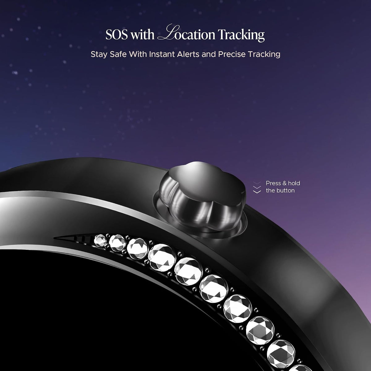 boAt Enigma Gem Women's Luxury Smart Watch w/ 1.19” (3.02cm) AMOLED Display, Emergency SOS Live Location Sharing, Female Wellness, Watch Face Studio, BT Calling, Watch for Woman (Metallic Black)