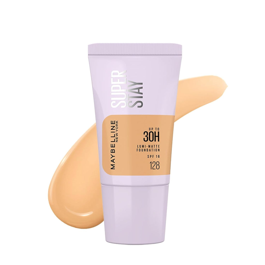 Maybelline New York Super Stay Lumi Matte Liquid Foundation, 128 | 30HR Long Lasting, Lightweight, Suitable for all Skintypes