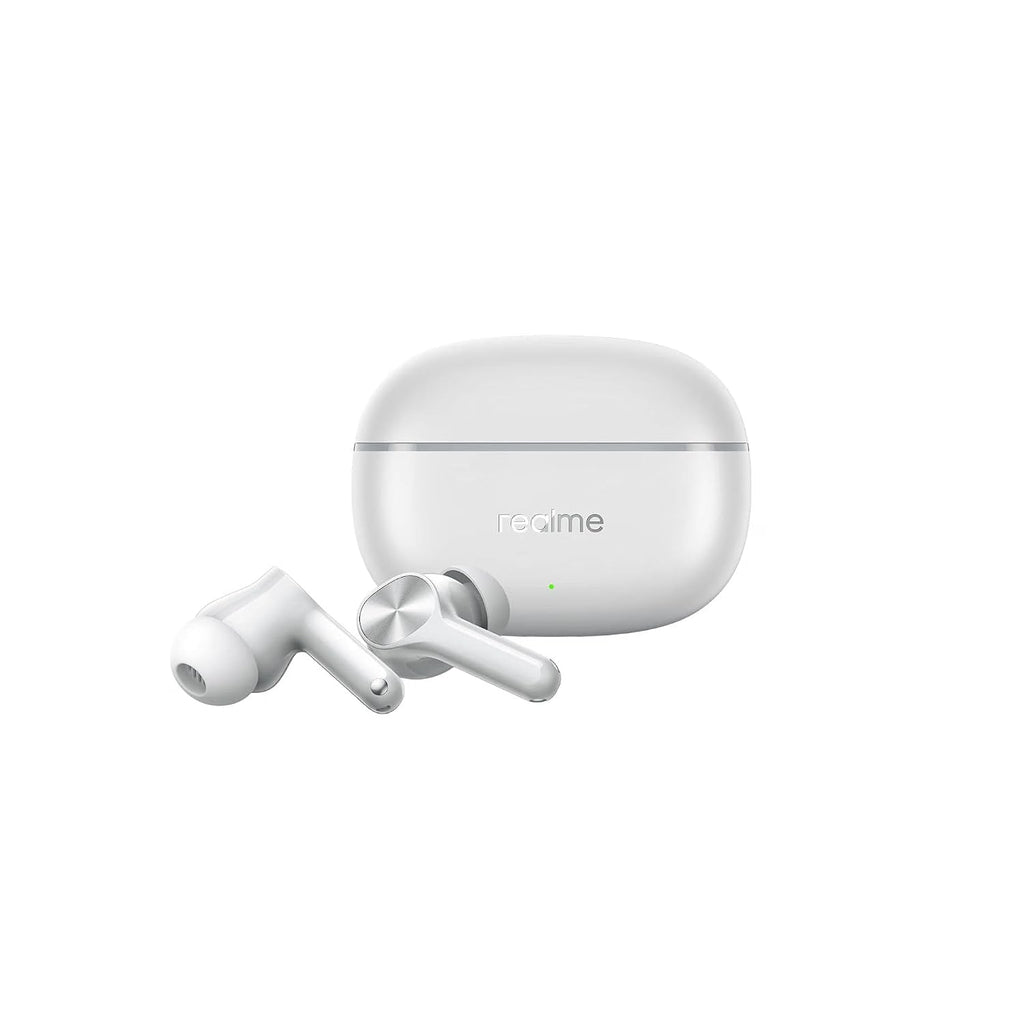 realme Wireless Earbuds with AI ENC Noise Cancellation for Calls, Titanium-Plated Composite Dome Diaphragms, Up to 38 Hours Total Playback, Bluetooth True Wireless Earbuds with Charging Case (White)