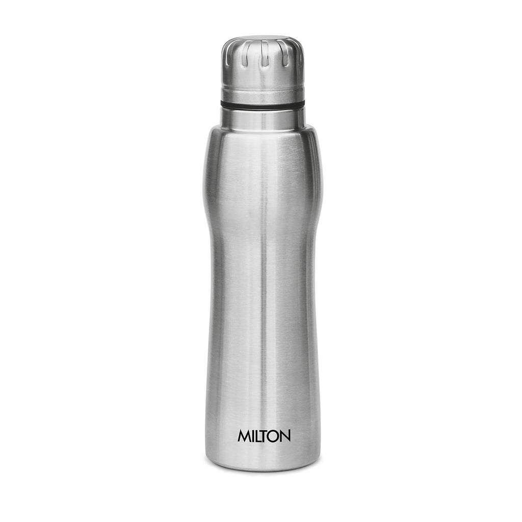 MILTON Elate 750 Stainless Steel Water Bottle 620 ml, Single Walled, ISI Certified I Leak Proof Lid, Rust Proof I For School, Office, Gym I Silver