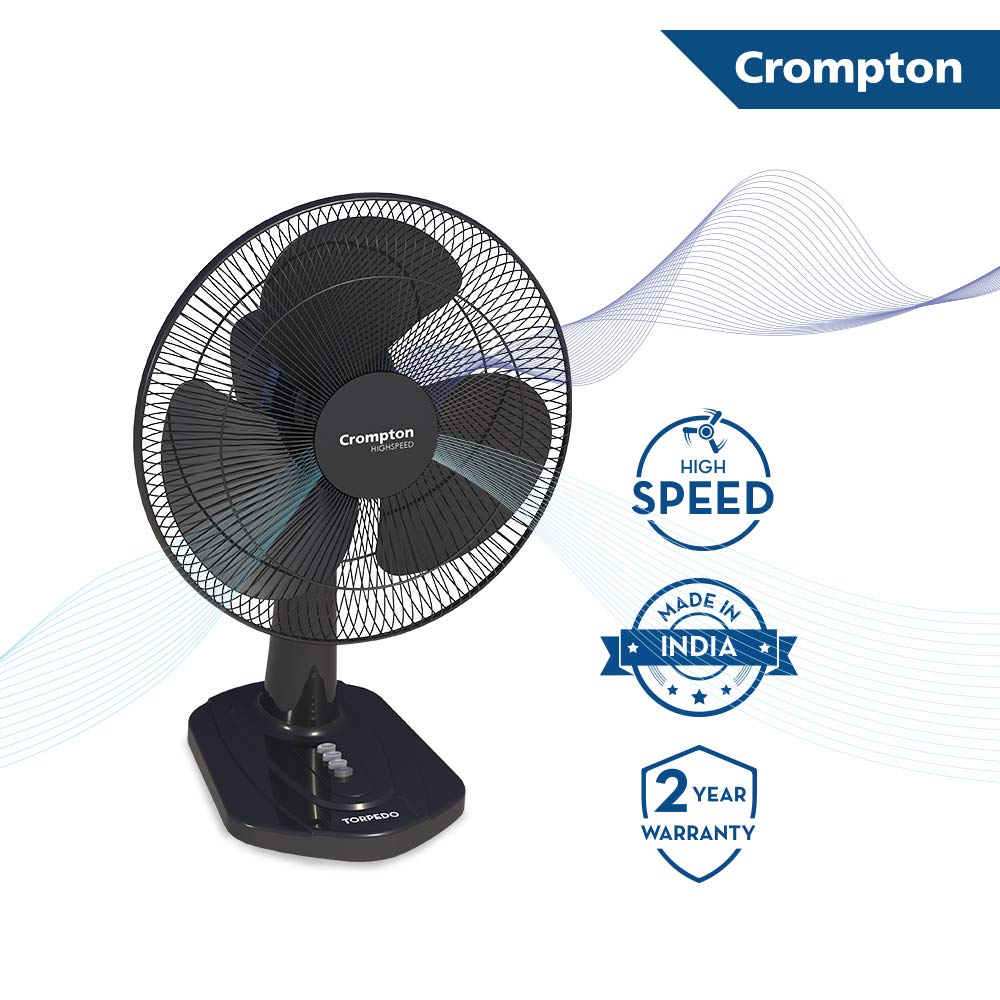 Crompton HighSpeed Torpedo 400 mm Table Fan (Black)