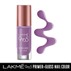 LAKMÉ 9 To 5 Primer + Glossy Finish Nail Colour, Lilac Link, 6 Ml