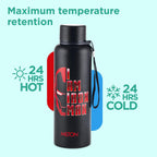 Milton Artedge 1000 Thermosteel ISI Certified Water Bottle, 1000 ml Stainless Steel, 24 Hr Hot and Cold I Leak Proof, Vacuum Insulation, for Office, School, Gym, Black Iron MAN