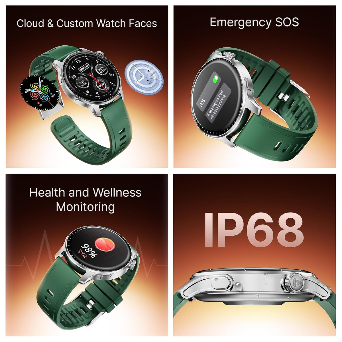 boAt Ultima Prime smartwatch with 1.43” AMOLED Display, AOD, Personalized Fitness Nudges, Functional Crown,100+ Sports Modes, Create Your Own Watchface, smartwatch for man and Woman (Forest Green)