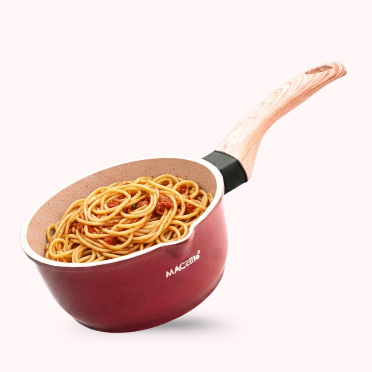 MACclite Butter Scotch Die Cast Non Stick Sauce Pan 16 cm Dia 1.4 Liter,Tea,Milk,Maggie Nonstick Sauce Pan with 5 Layer Coating,Gas & Induction Stove Friendly, PFOA&PFOS Free,Safe Healthy&Toxic-Free