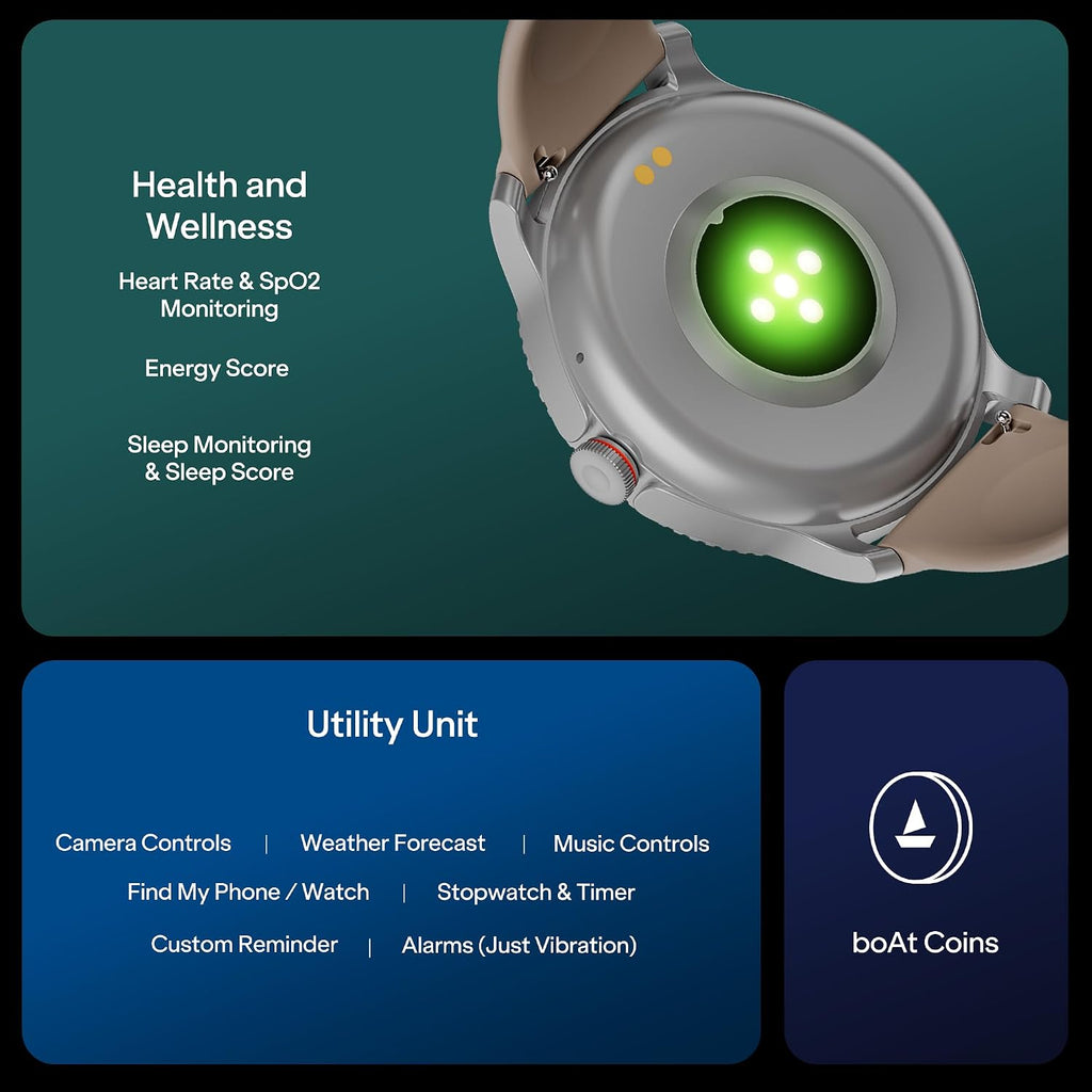 boAt Lunar Discovery – 2026 Edition w/ 1.39" (3.5 cm) HD Display, Bluetooth Calling, Emergency SOS, HR, SpO2 & Sleep Tracking Smart Watch for Men & Women (Cherry Blossom)