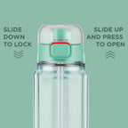MILTON Aston 1000 BPA & BPS-Free Water Bottle 1 ltr | Food-Grade Plastic | One-Click Open | Leak-Proof | Sip & Gulp Lid I Ideal for Office, School, College, Gym, Turquoise Blue