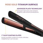 Ikonic Professional Gleam 3.0 Hair Straightener For Women, 1 Inch Titanium Rose Gold Floating Plates,Digital Temperature Control 150°C-230°C , Instant Heat-Up , Auto Shut-Off Safety, Professional Salon Hair Styling, Black