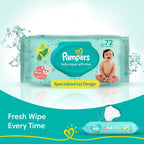 Pampers Baby Gentle Wet Wipes with Lid 144 Count (72 X Pack of 2) | with Aloe Vera and Vitamin E | 97% Pure Water | Paraben free | Combo Pack