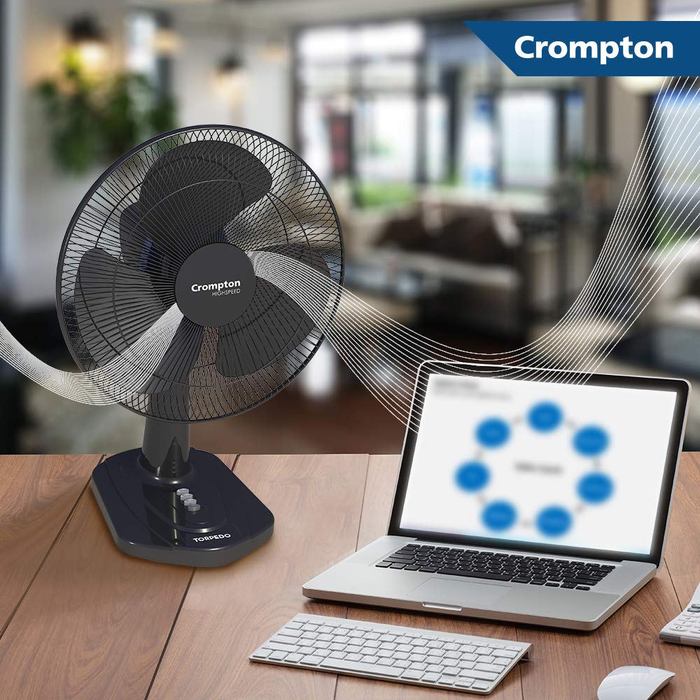 Crompton HighSpeed Torpedo 400 mm Table Fan (Black)