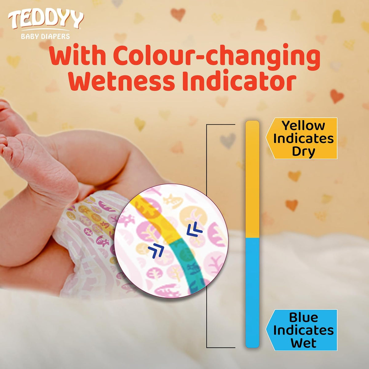 TEDDYY Premium Baby NB Size Diaper Tape Style | 66 Count (New Born)