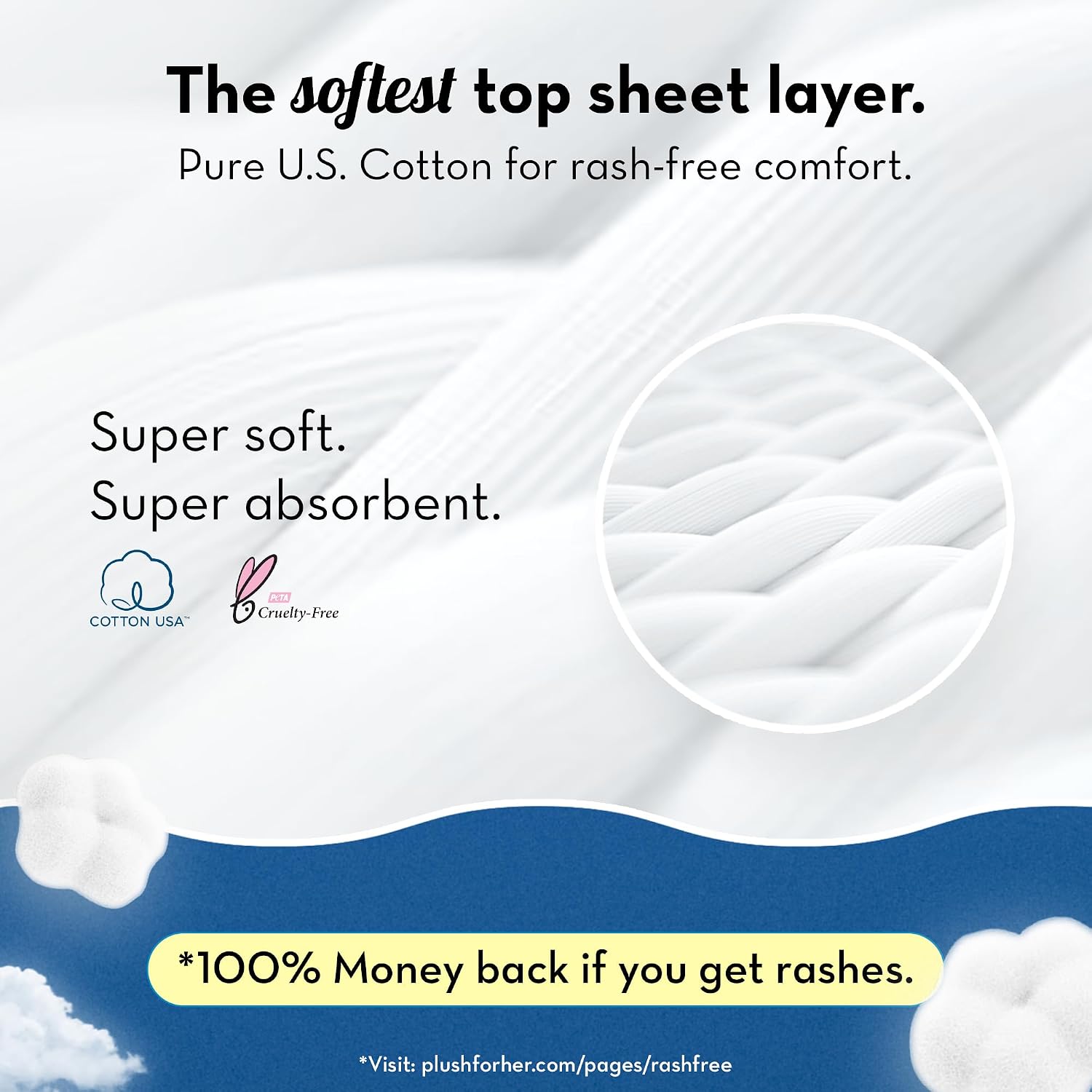 Plush Ultra-Thin 10 XXXL - 410mm All Night Sanitary Pads For Women | Super Absorbent, Heavy Flow & Rash Free | Pure U.S. Cotton Sanitary