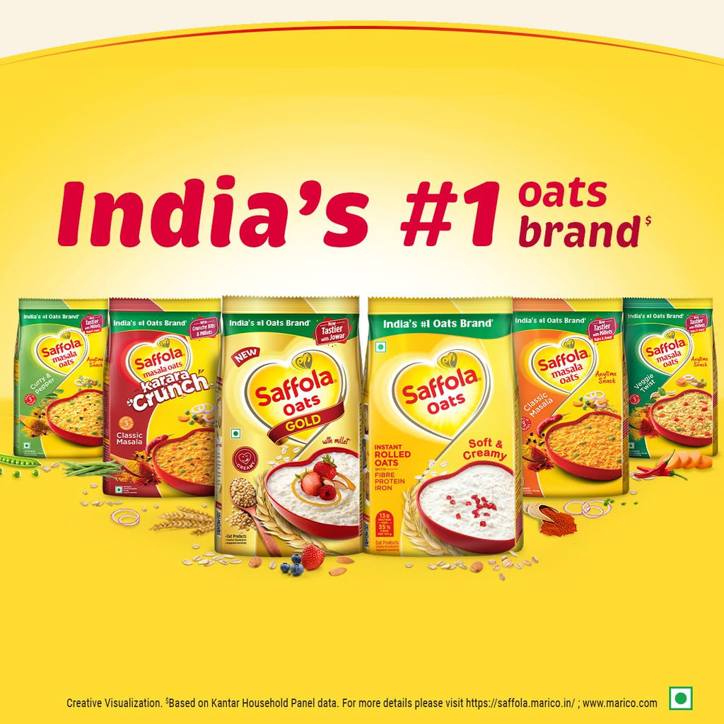 Saffola Rolled Oats | 1kg Jar | Soft & Creamy | Power of Protein, Iron & Fibre, Nutritious grain | No added sugar & Preservatives | Helps manage weight | Aids Digestion (Pack of 2)