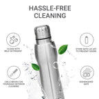 MILTON Elate 750 Stainless Steel Water Bottle 620 ml, Single Walled, ISI Certified I Leak Proof Lid, Rust Proof I For School, Office, Gym I Silver