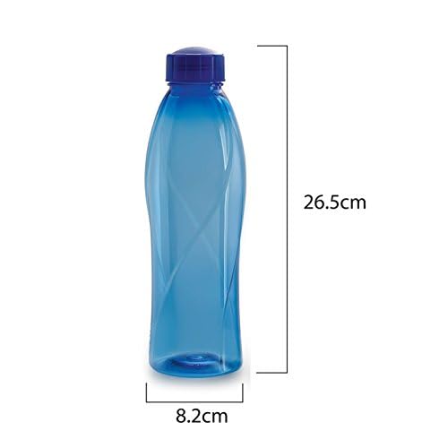 CELLO Texas PET Bottle | Leak proof and Break proof | Perfect for School, College, Work, and Outdoor adventures Water Bottle | 1 Litre, Set of 6 | Blue