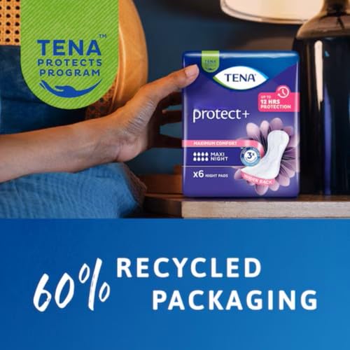 TENA Lady Maxi Night-time Bladder Control Pad for Heavy,Unexpected Urine Leaks | 48 Pcs | Postpartum or Post-surgery Pad | Upto 12 hrs Dryness | 39.4 Cm Long | World's Leading Incontinence Brand