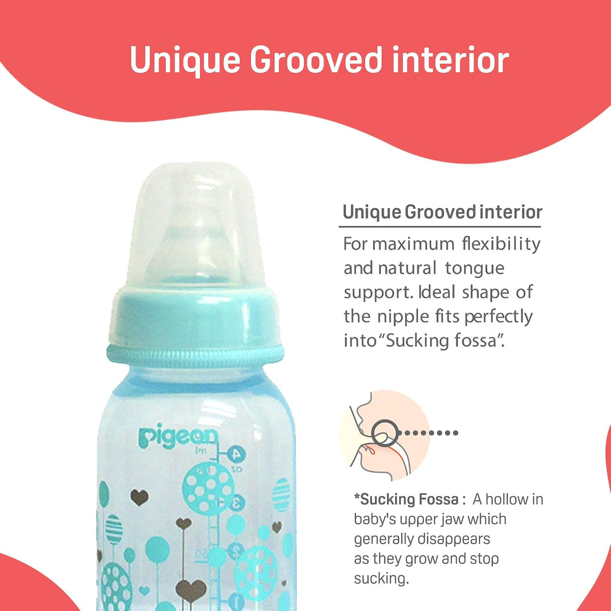 Pigeon Peristaltic Clear Nursing Bottle RPP 240ml Blue Abstract L Size | Baby Bottle | Japan's No.1 Brand | Natural Feeding Bottle | BPA Free | Baby Bottles for Milk