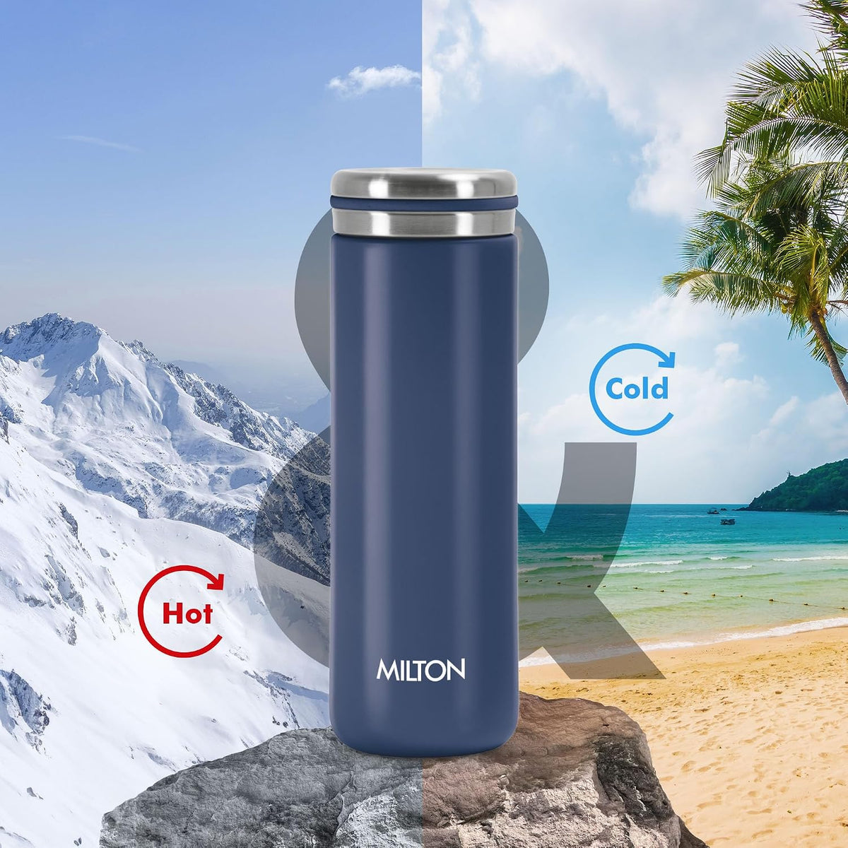 Milton Shiny 300 Thermosteel Water Bottle 280 ml, Long Hour Hot and Cold I Leak Proof Lid, ISI Certified I Vacuum Insulated I for Office, Gym, School I Blue