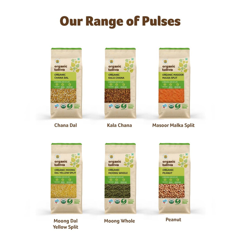 Organic Tattva Split Yellow Moong Dal, 500g Each, Unpolished &amp; Pure, 4 Pack
