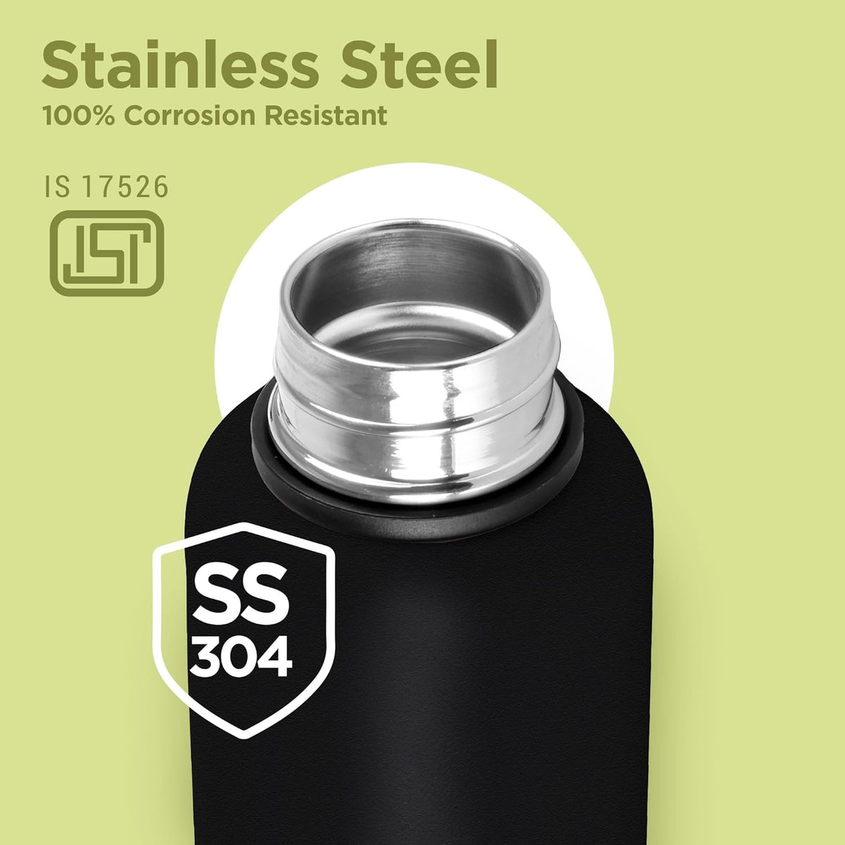 Milton Artedge 1000 Thermosteel ISI Certified Water Bottle, 1000 ml Stainless Steel, 24 Hr Hot and Cold I Leak Proof, Vacuum Insulation, for Office, School, Gym, Black Iron MAN