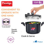 Prestige Svachh Clip-on 5 Liter Hard Anodised Outer Lid Aluminium Pressure Cooker, Black