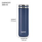 Milton Shiny 300 Thermosteel Water Bottle 280 ml, Long Hour Hot and Cold I Leak Proof Lid, ISI Certified I Vacuum Insulated I for Office, Gym, School I Blue