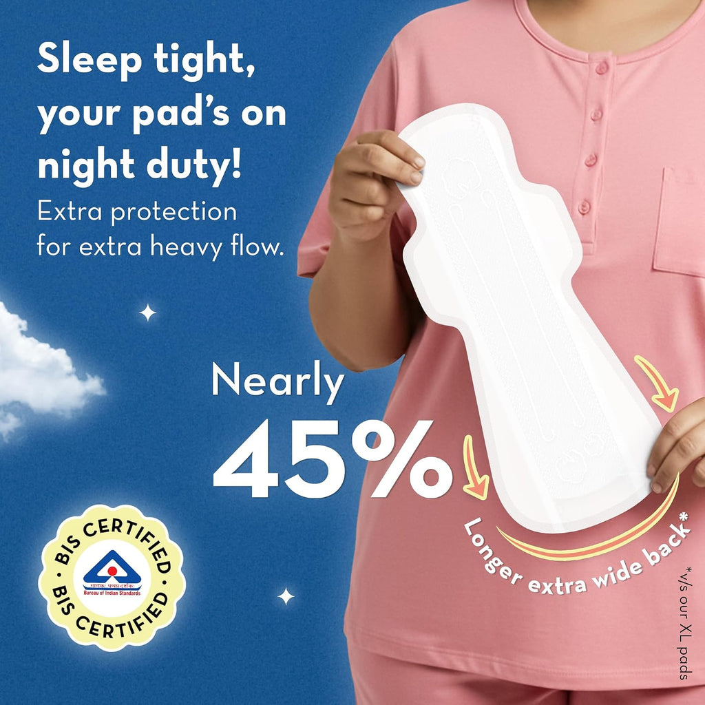 Plush Ultra-Thin 10 XXXL - 410mm All Night Sanitary Pads For Women | Super Absorbent, Heavy Flow & Rash Free | Pure U.S. Cotton Sanitary