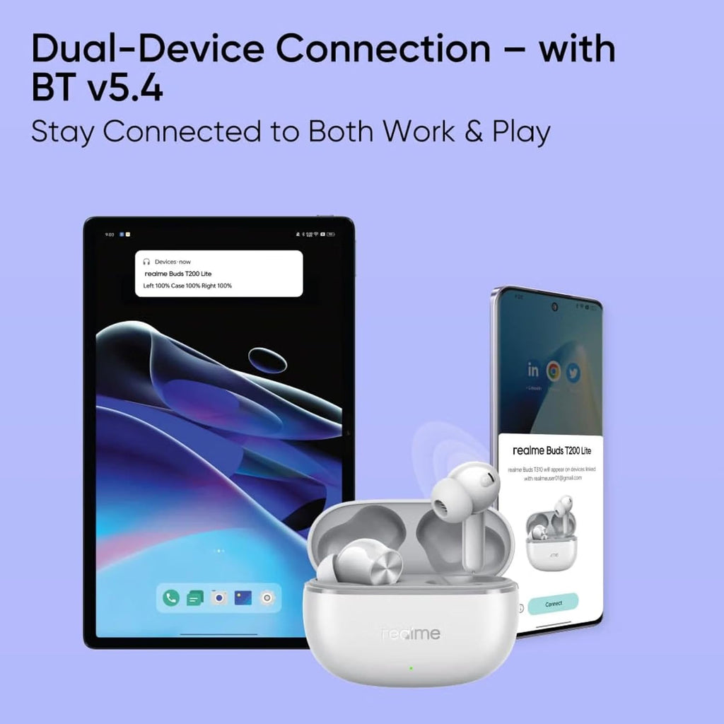 realme Wireless Earbuds with AI ENC Noise Cancellation for Calls, Titanium-Plated Composite Dome Diaphragms, Up to 38 Hours Total Playback, Bluetooth True Wireless Earbuds with Charging Case (White)