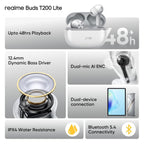 realme Wireless Earbuds with AI ENC Noise Cancellation for Calls, Titanium-Plated Composite Dome Diaphragms, Up to 38 Hours Total Playback, Bluetooth True Wireless Earbuds with Charging Case (White)