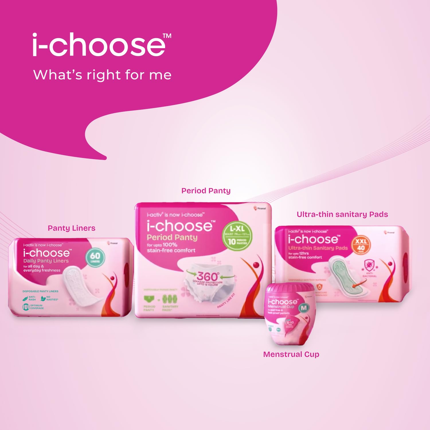 i-activ/i-choose Period Panty for Girls & Women | XL-XXL| 10's Pack | Disposable Period Panties for Women for Heavy Flow Periods | Maternity Pads after Delivery | 360 Degree Protection| Waist Size - 33" to 58"