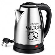 Milton Euroline Go Electro Stainless Steel Electric Kettle 1.2L, 1350 Watts, Portable Electric Kettle for Home, Office, Cool-touch Handle & Lid, Auto Cut-off, Detachable 360 Degree Connector, Silver