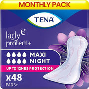 TENA Lady Maxi Night-time Bladder Control Pad for Heavy,Unexpected Urine Leaks | 48 Pcs | Postpartum or Post-surgery Pad | Upto 12 hrs Dryness | 39.4 Cm Long | World's Leading Incontinence Brand