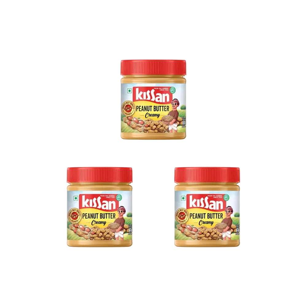 Kissan Creamy Peanut Butter | High Protein | With Perfectly Roasted Peanuts | Naturally Gluten Free|| 350 g (Pack of 3)