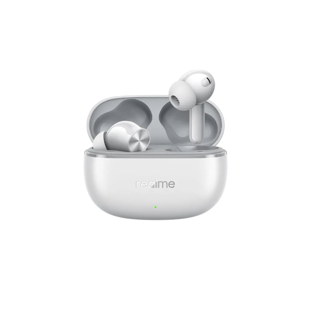 realme Wireless Earbuds with AI ENC Noise Cancellation for Calls, Titanium-Plated Composite Dome Diaphragms, Up to 38 Hours Total Playback, Bluetooth True Wireless Earbuds with Charging Case (White)